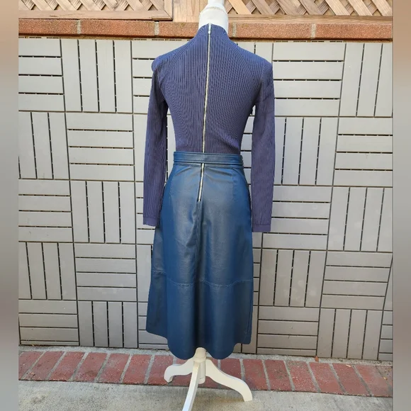 Ted Baker Alltaa Knitted Bodice Pleather Skirt Dress